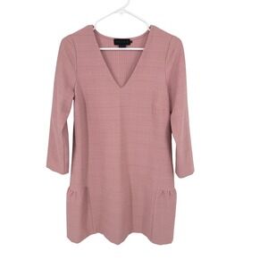 Hatch Maternity Dress Wmn 0/ XS Pink Glen Plaid V-Neck 3/4 Sleeve‎ Drop Waist